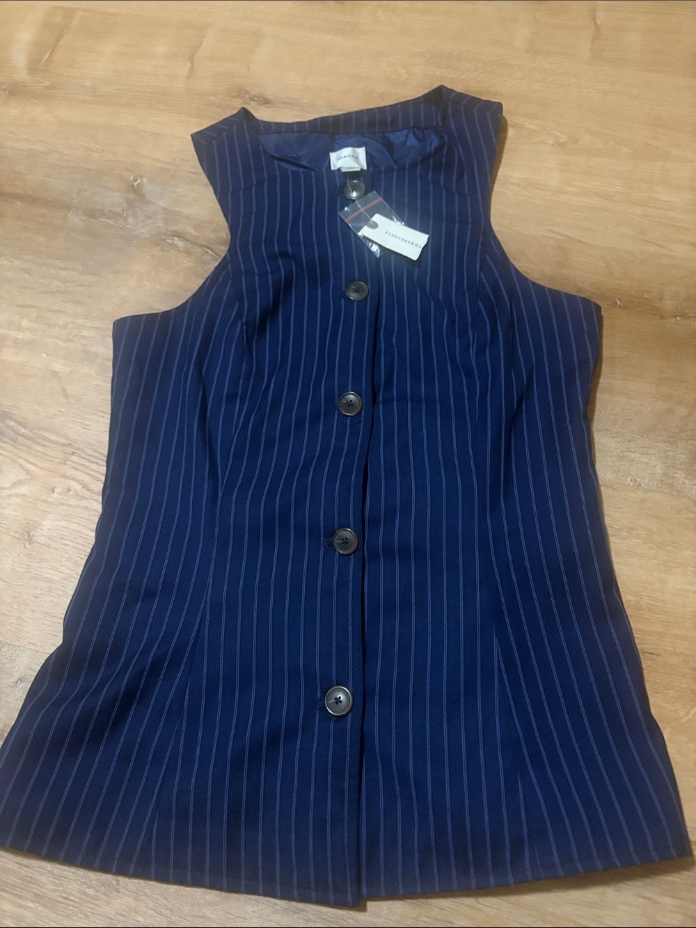 New Anthropologie Maeve Shrunken Vest Blue Small - Picture 3 of 5